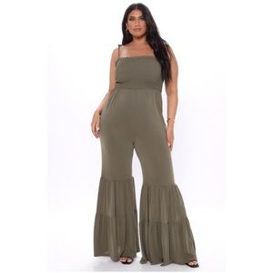 Western Beauty Wide Leg Jumpsuit (Olive) - Fashion Nova (2X)